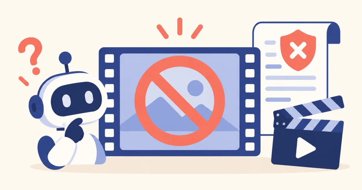 動画生成AIで生成できない・拒否されるのはなぜ——各社が規約で禁じている内容を公式ポリシー原文で確認【2026年8月】
