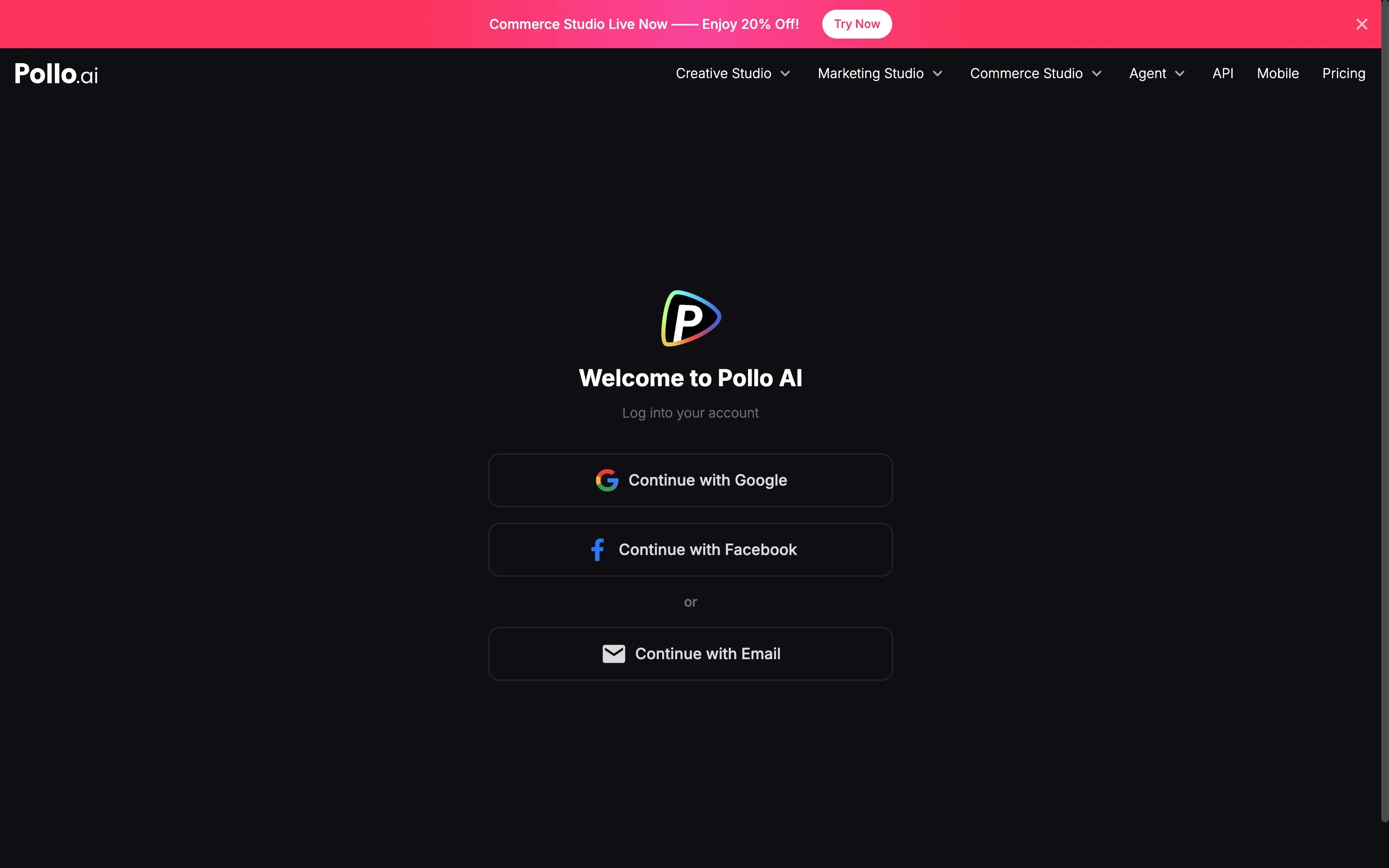 Pollo AIの登録画面